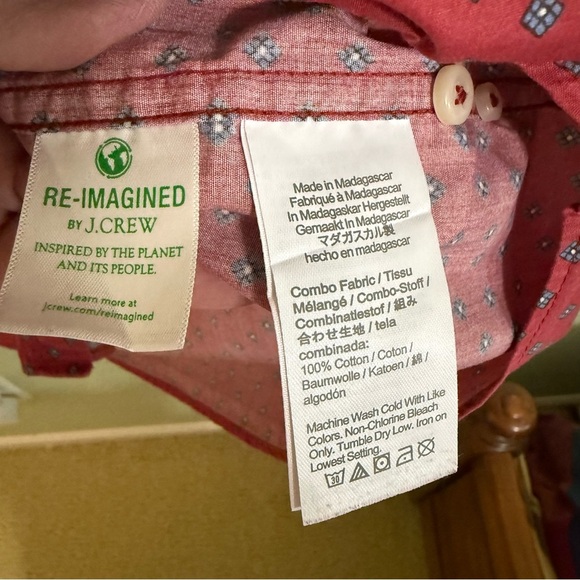 J. Crew Red Casual Button Down Shirt Classic Cotton men’s large tall - Picture 7 of 7